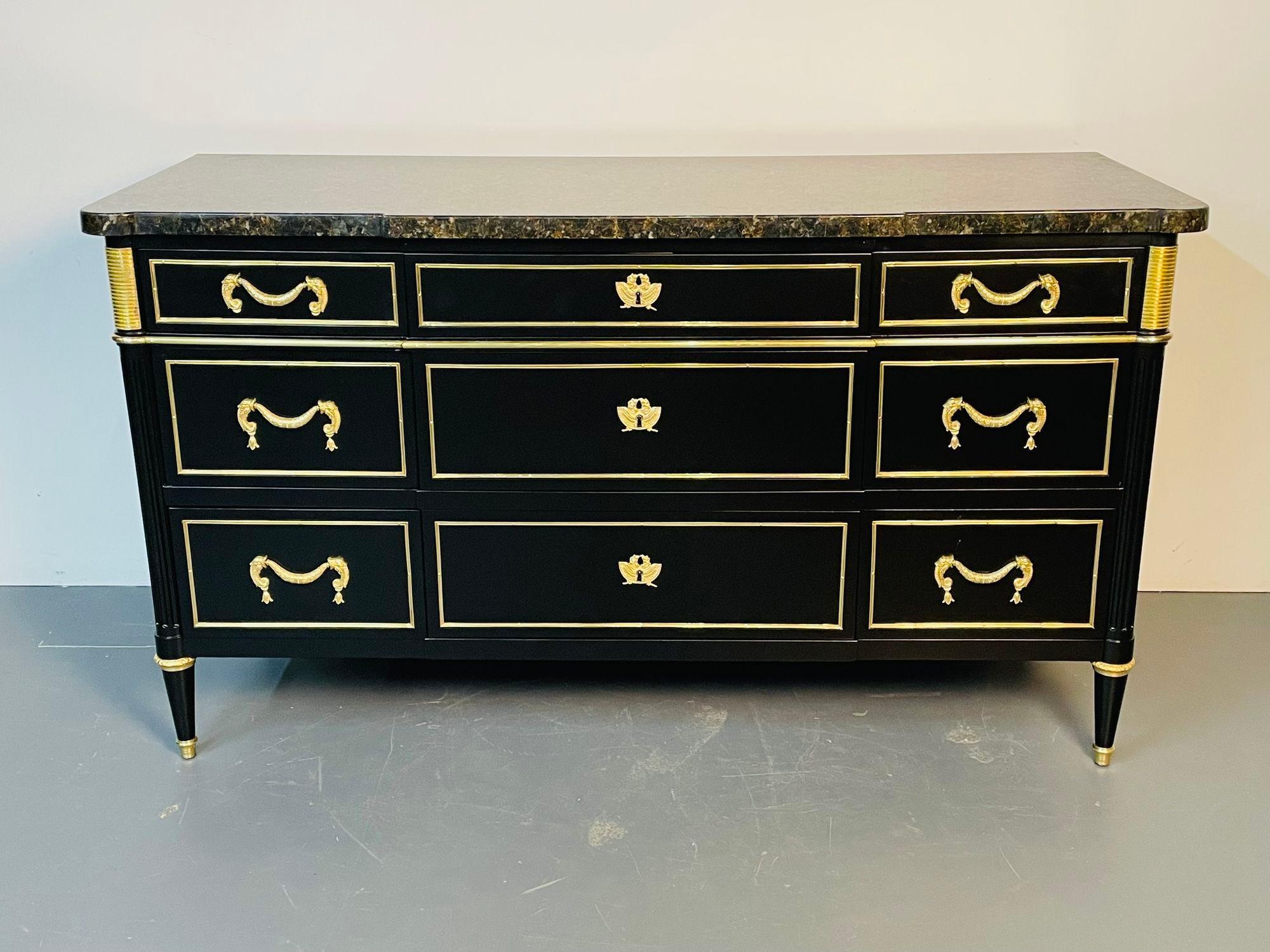 French Hollywood Regency Chest or Commode by Maison Jansen, Bronze, Marble In Good Condition For Sale In Stamford, CT