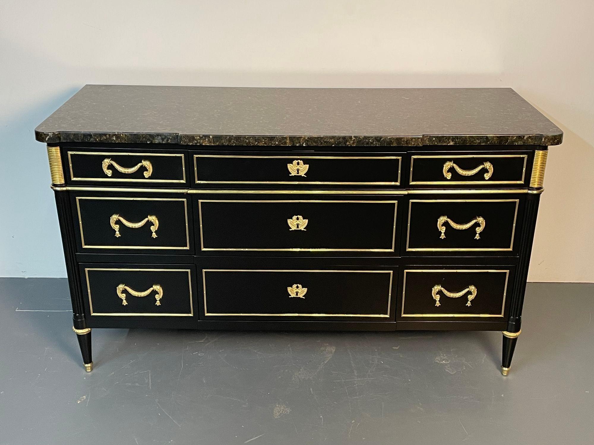 20th Century French Hollywood Regency Chest or Commode by Maison Jansen, Bronze, Marble For Sale