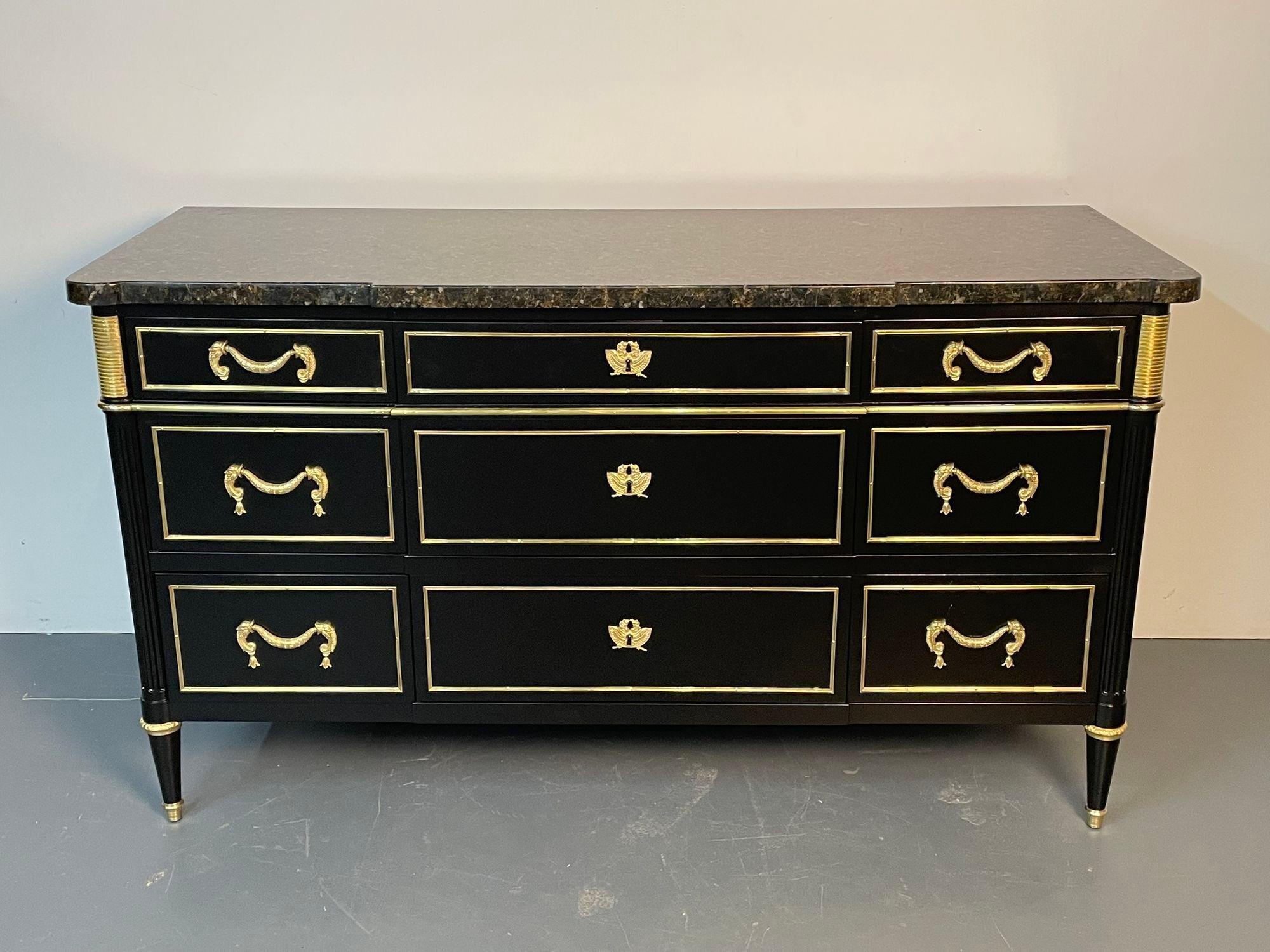 French Hollywood Regency Chest or Commode by Maison Jansen, Bronze, Marble For Sale 1
