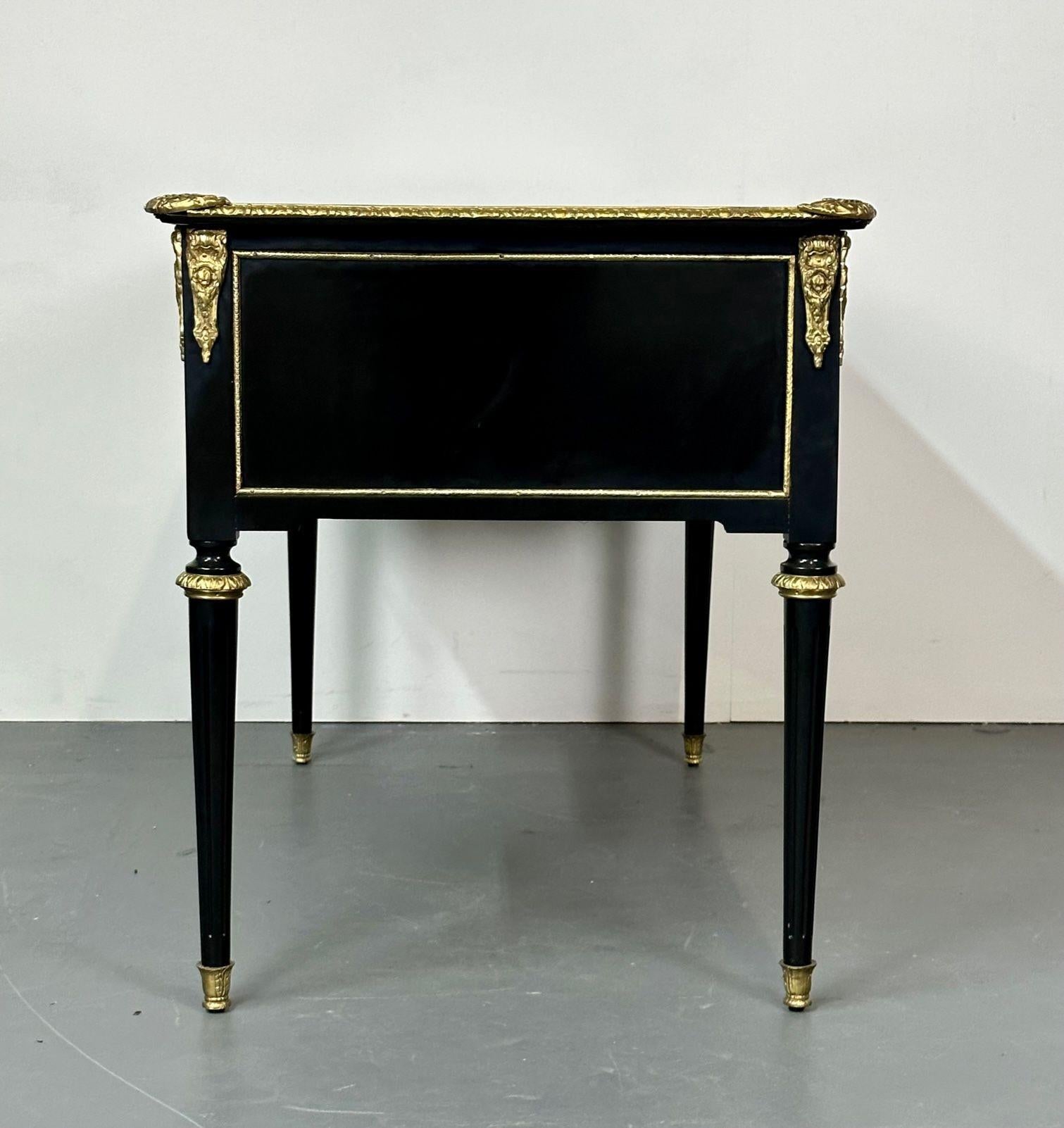 Hollywood Regency Ebony Desk, Writing Table or Vanity, Bronze Mounted, 1930s For Sale 2