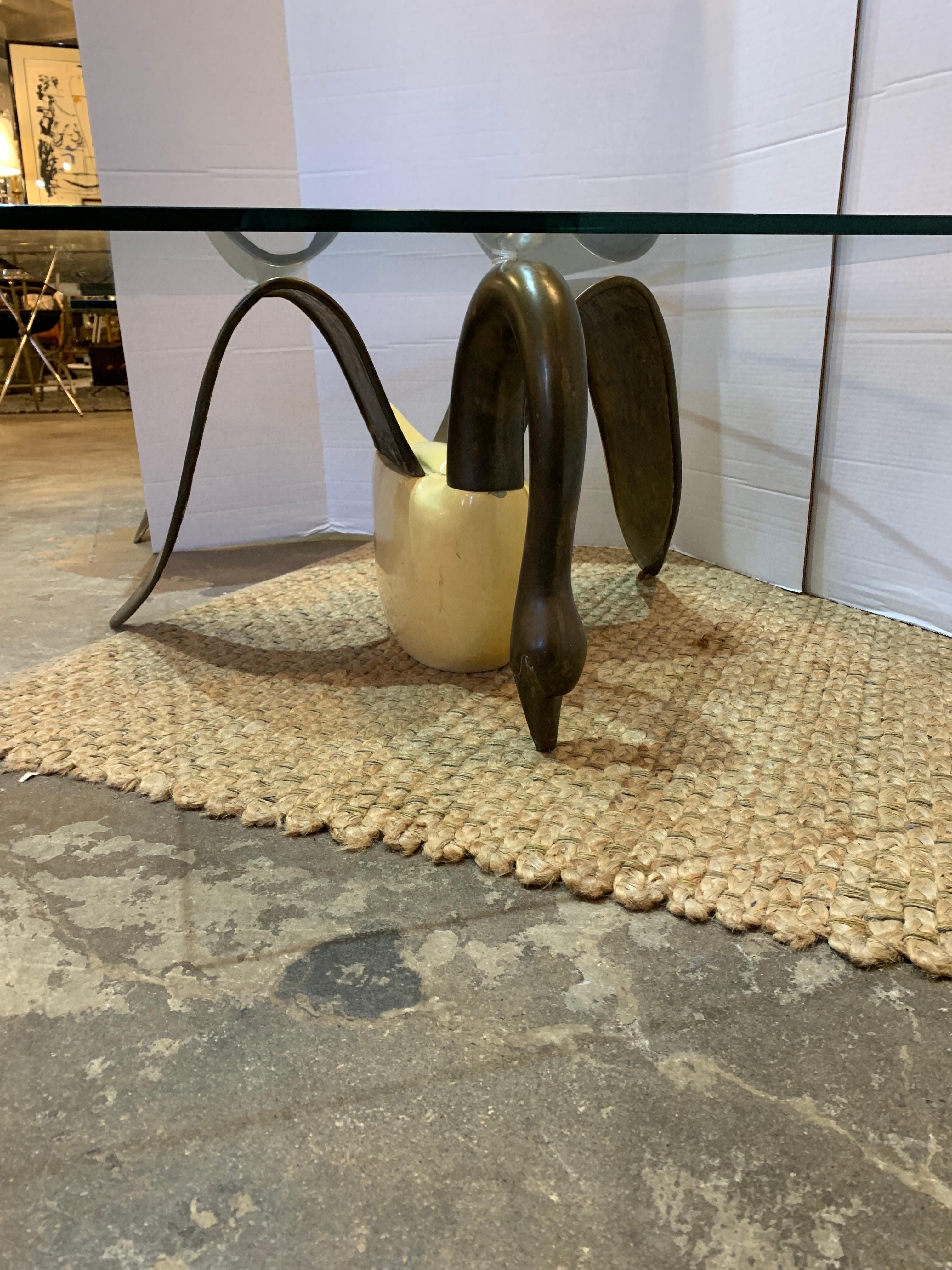 swan glass table