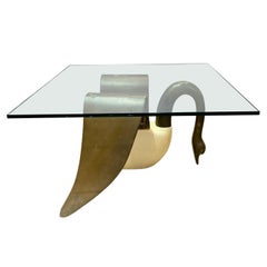 Hollywood Regency Figural Swan Table Having New ½ Inch Glass Top