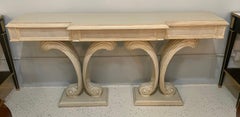 Hollywood Regency Fleur de Lis Double Pedestal Console Table