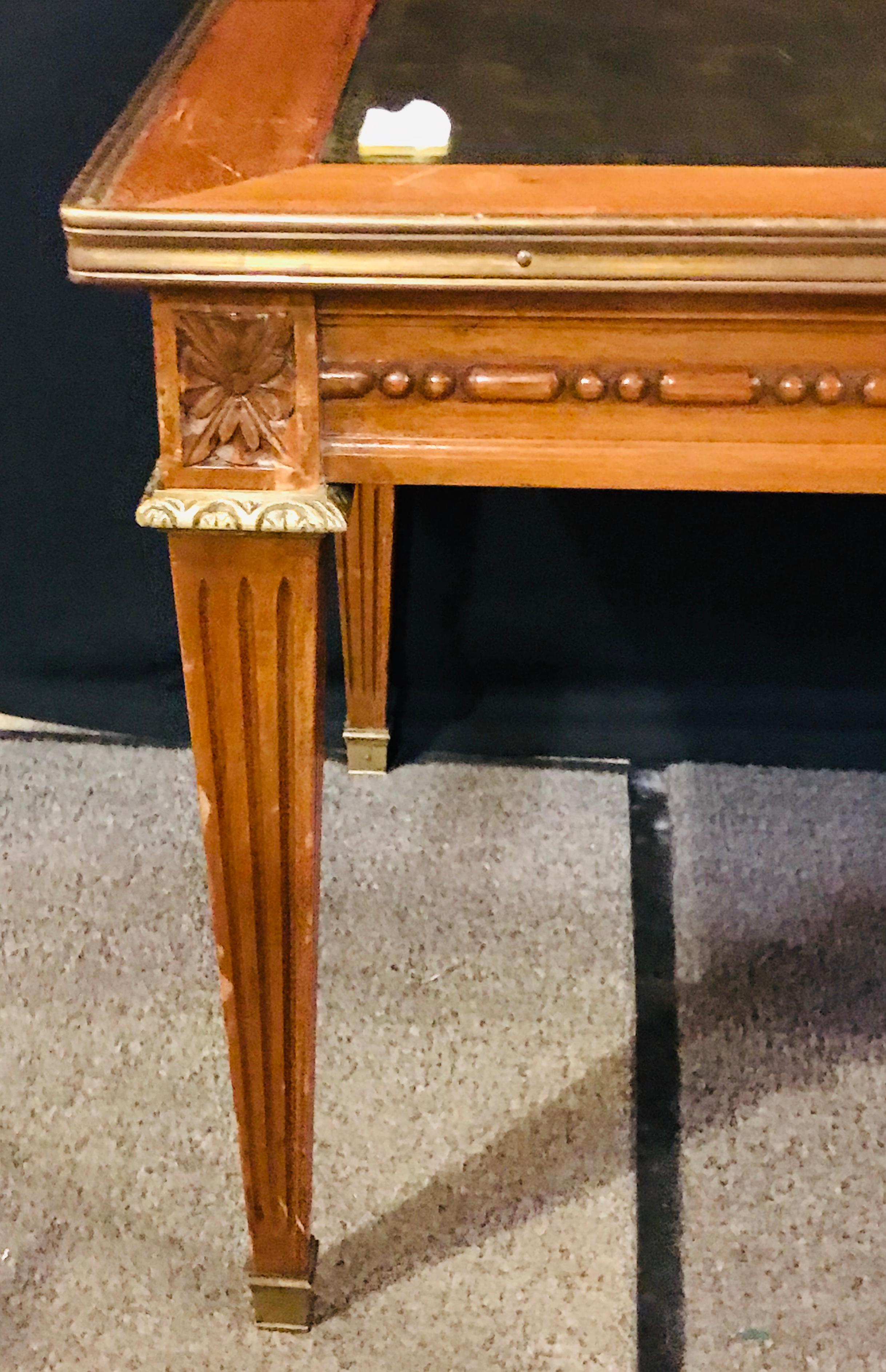 Hollywood Regency Mahogany Gilt Glass Top Jansen Style Coffee Table 6