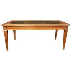 Retro Hollywood Regency Mahogany Gilt Glass Top Jansen Style Coffee Table