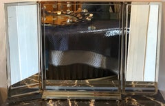 Hollywood Regency Solid Heavy Chrome Plated Tri-Fold Vanity or Table Mirror