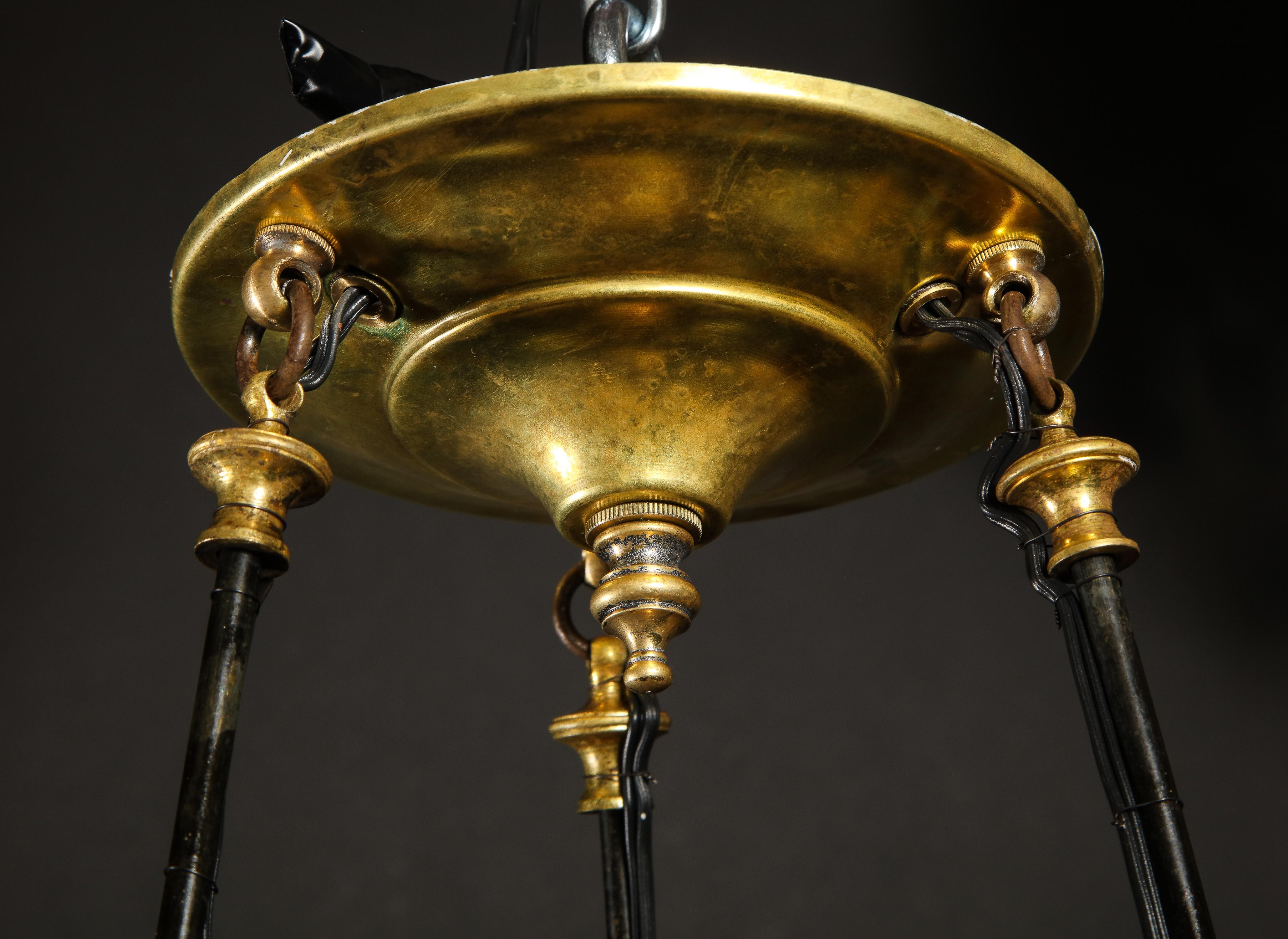 Antique French Neoclassical Gilt Bronze Mounted Figural Porcelain Chandelier For Sale 12