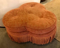 Hollywood Regency Style Large Clover Shaped Tufted Ottoman or Stool