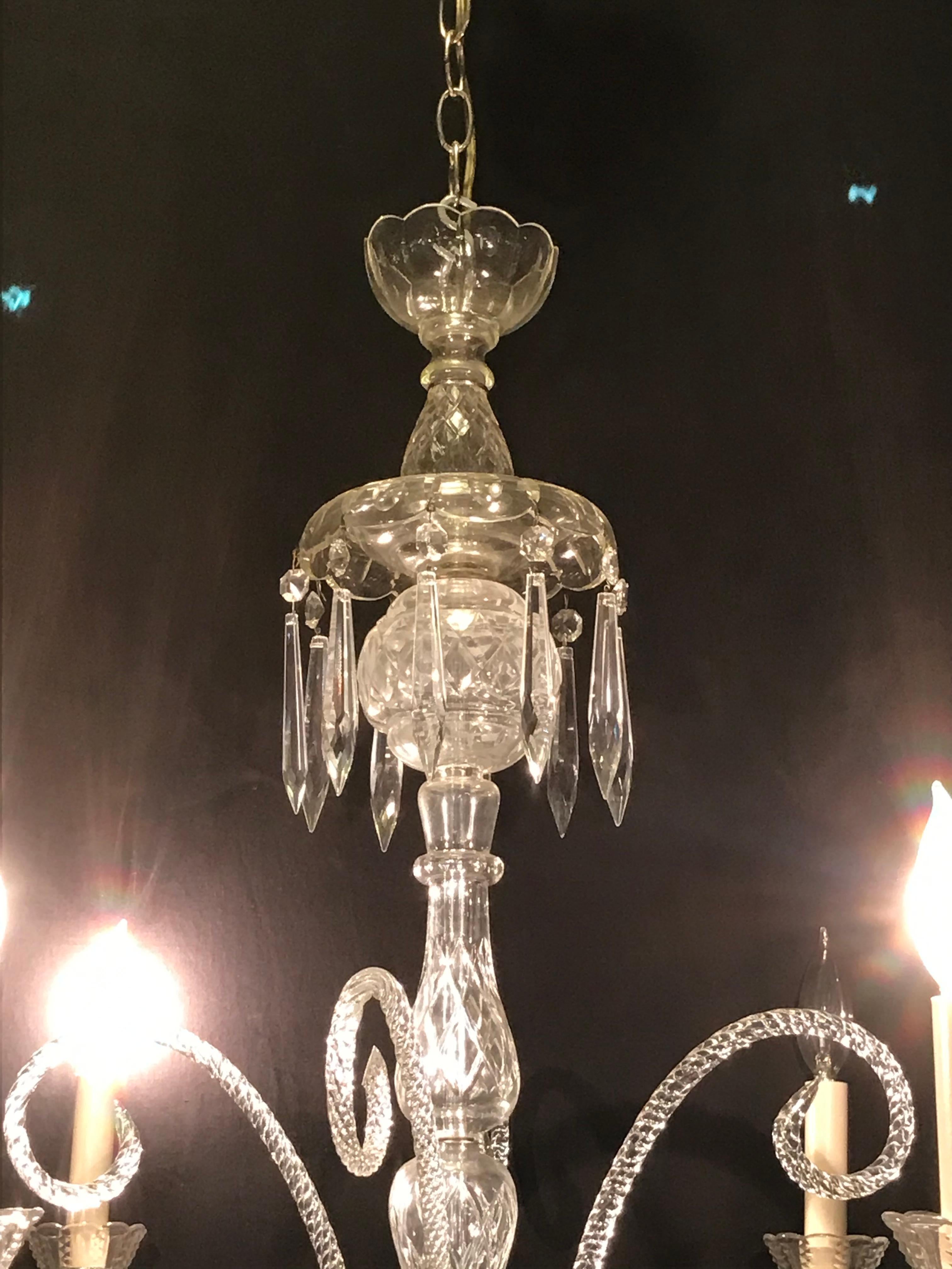 Hollywood Regency Waterford Style Crystal 5-Light Chandelier 4