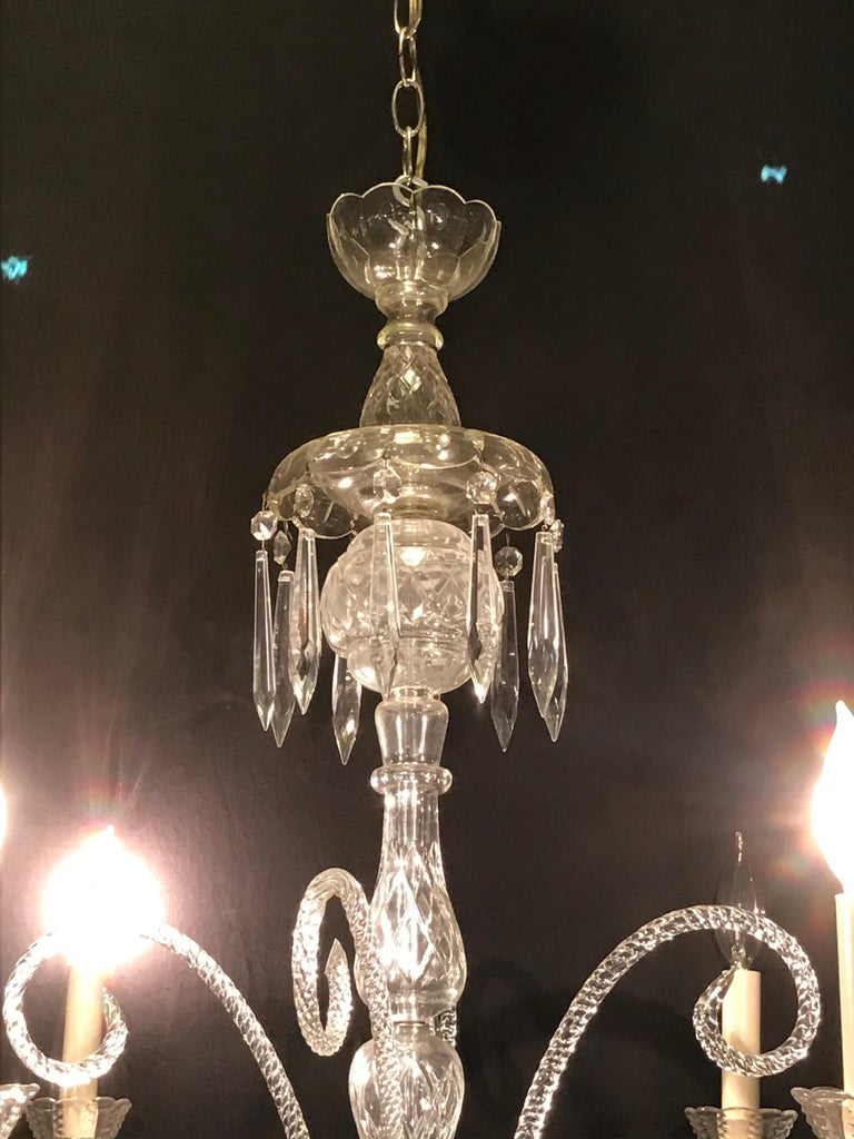 Hollywood Regency Waterford Style Crystal 5Light Chandelier at 1stDibs