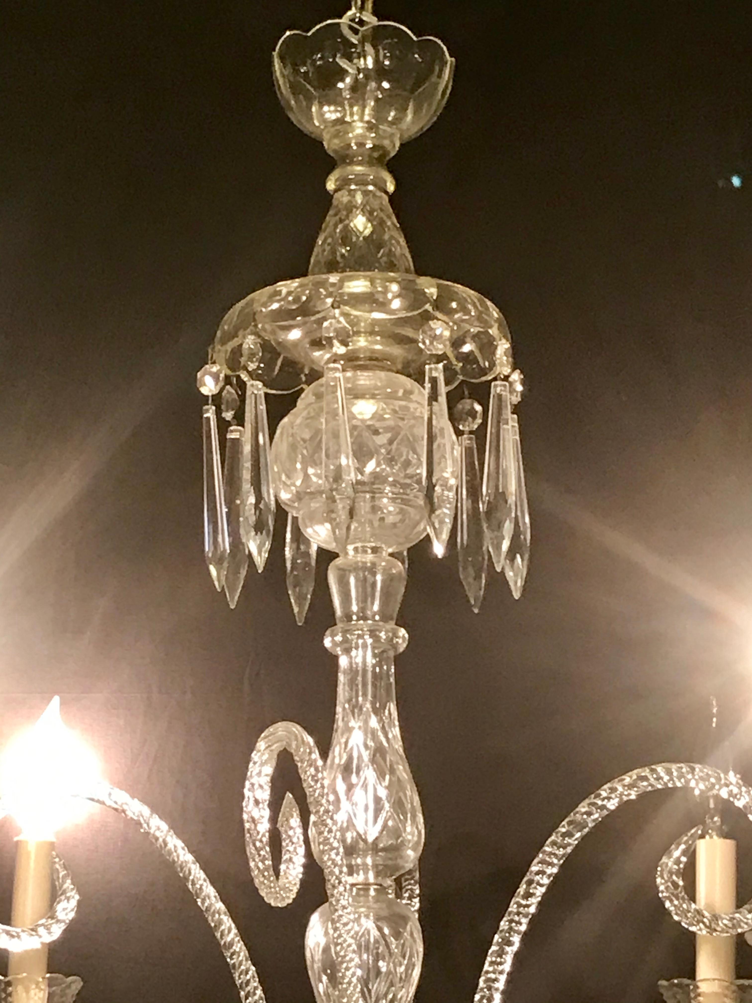 20th Century Hollywood Regency Waterford Style Crystal 5-Light Chandelier