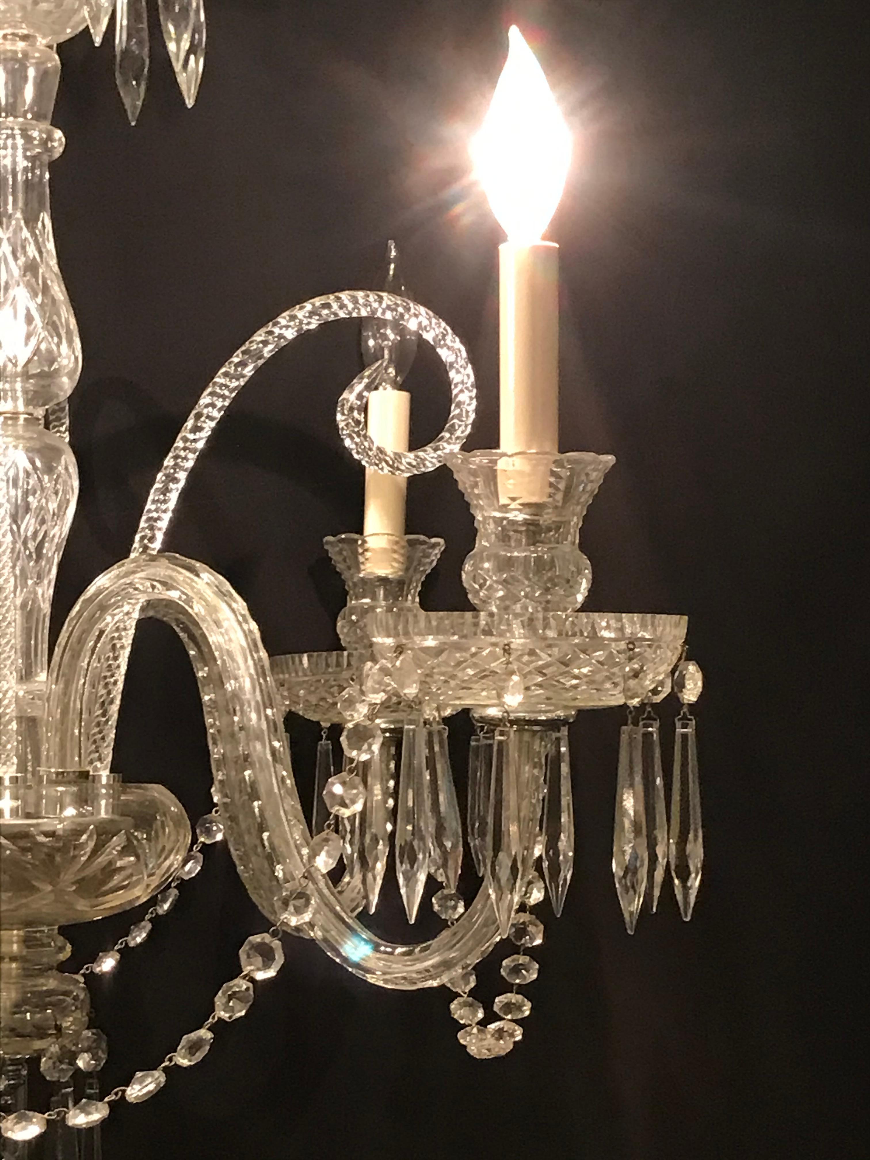 Hollywood Regency Waterford Style Crystal 5-Light Chandelier 2