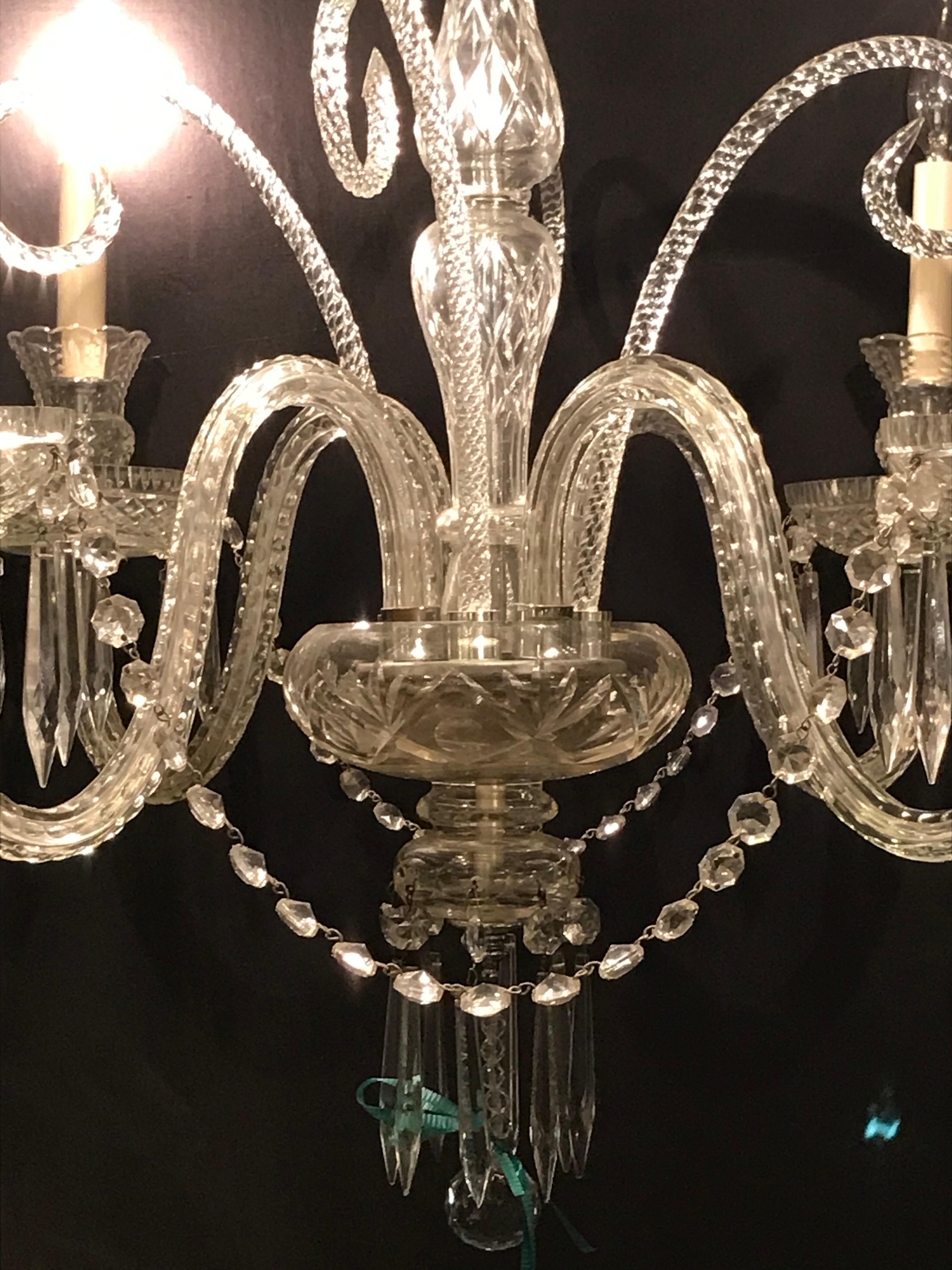 Hollywood Regency Waterford Style Crystal 5-Light Chandelier 3