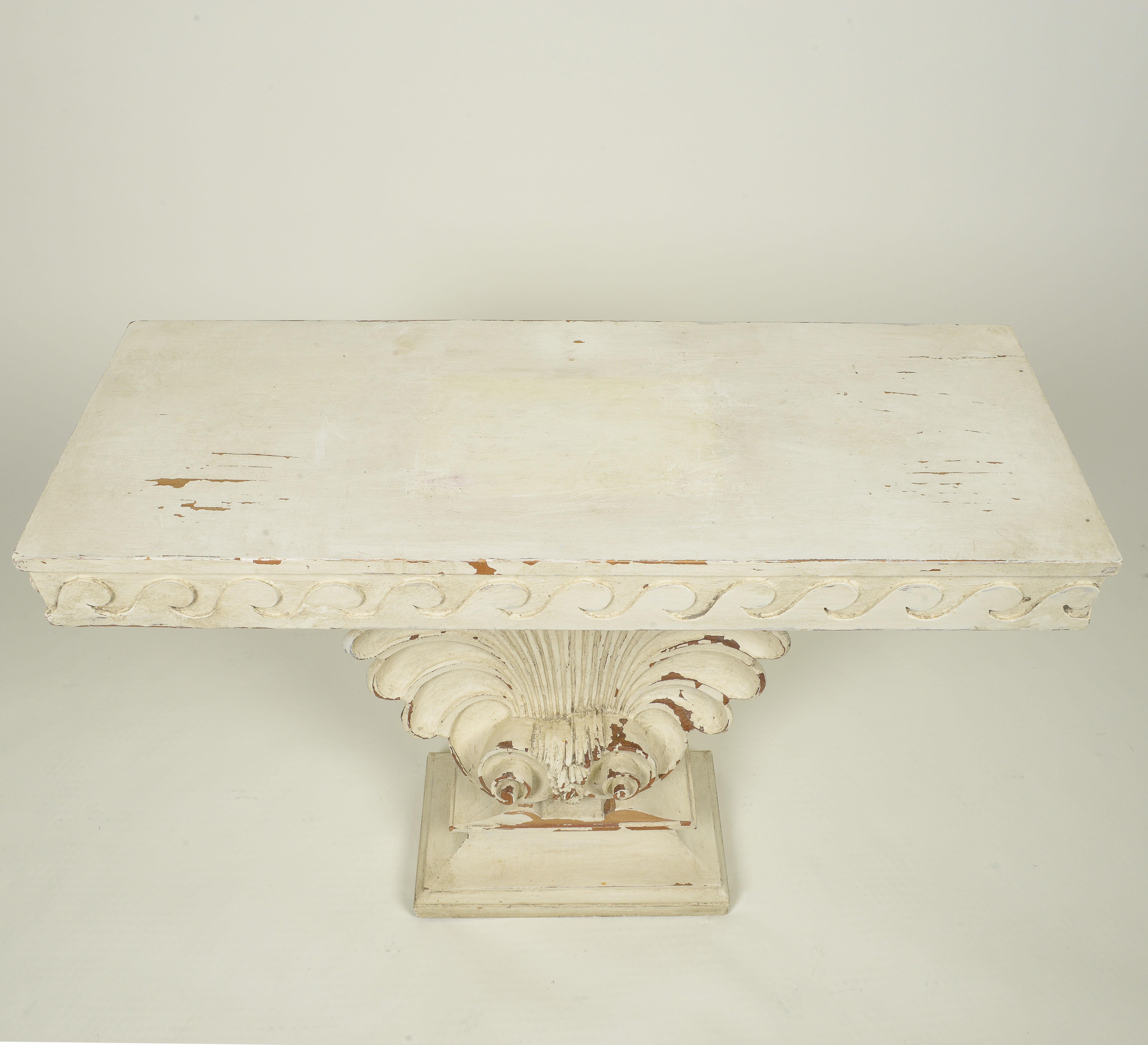 A Hollywood Regency White-Painted Shell Console Table 1