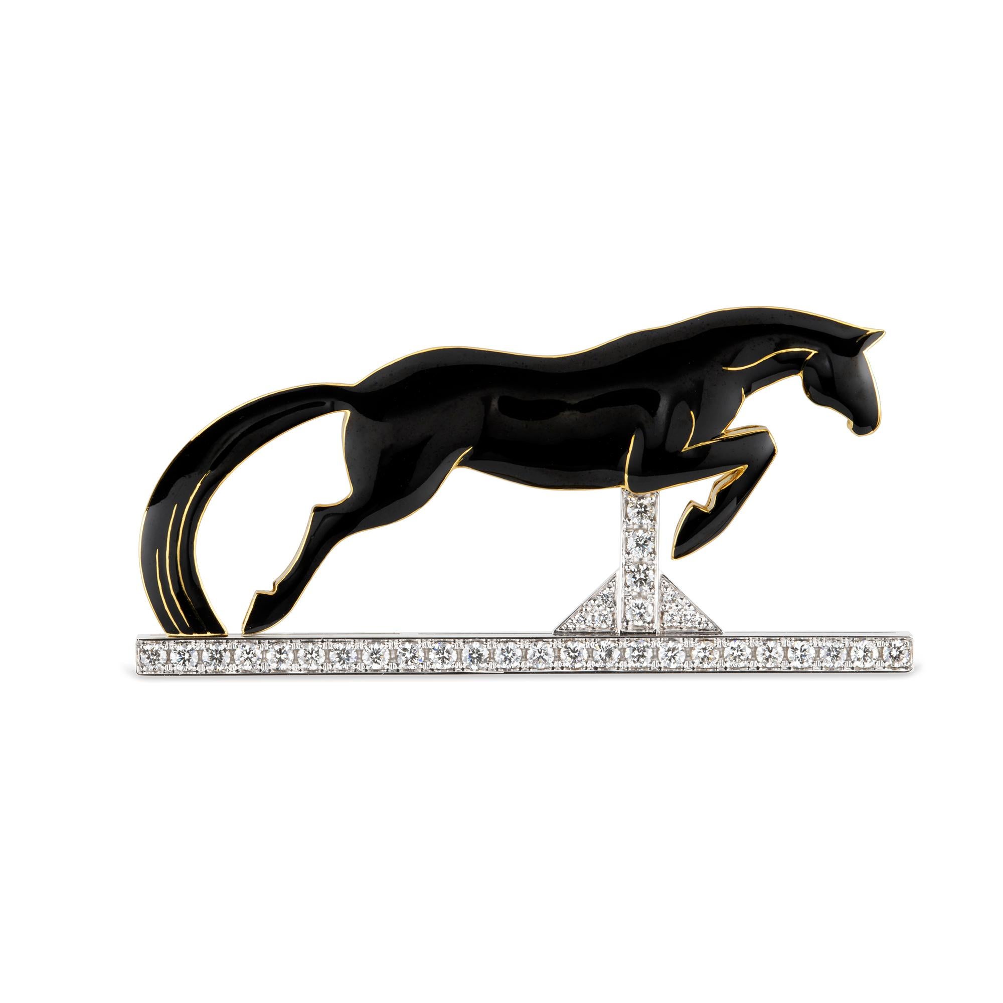 black horse with white diamond