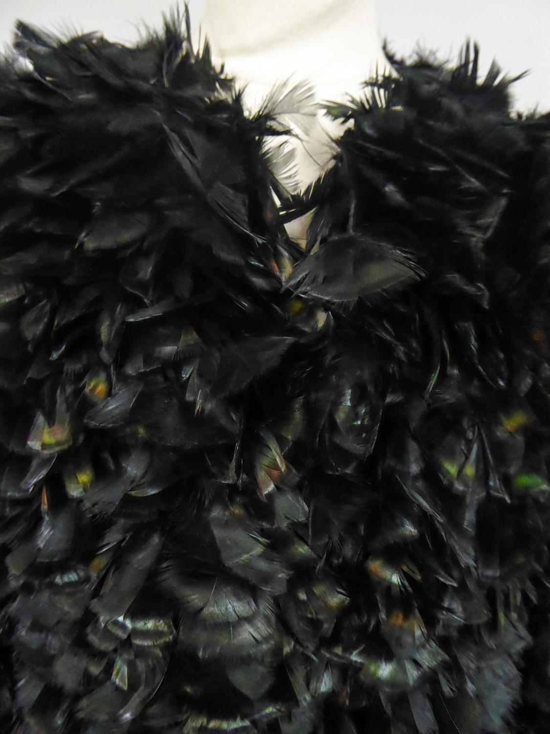 Black A Precious Hubert de Givenchy Evening Coat in Cock Feather Circa 1968