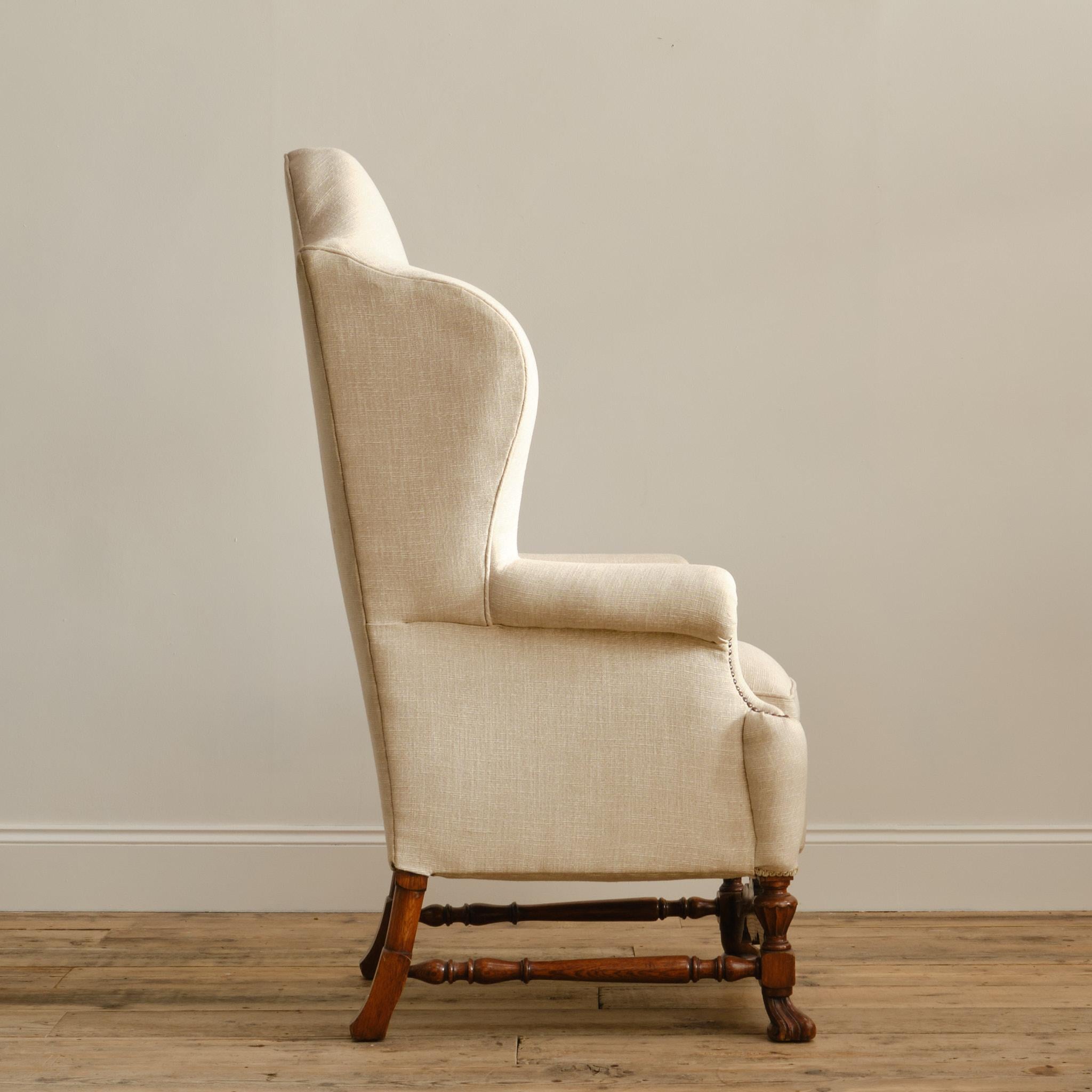 British A huge 19th century William & Mary style wingback armchair For Sale