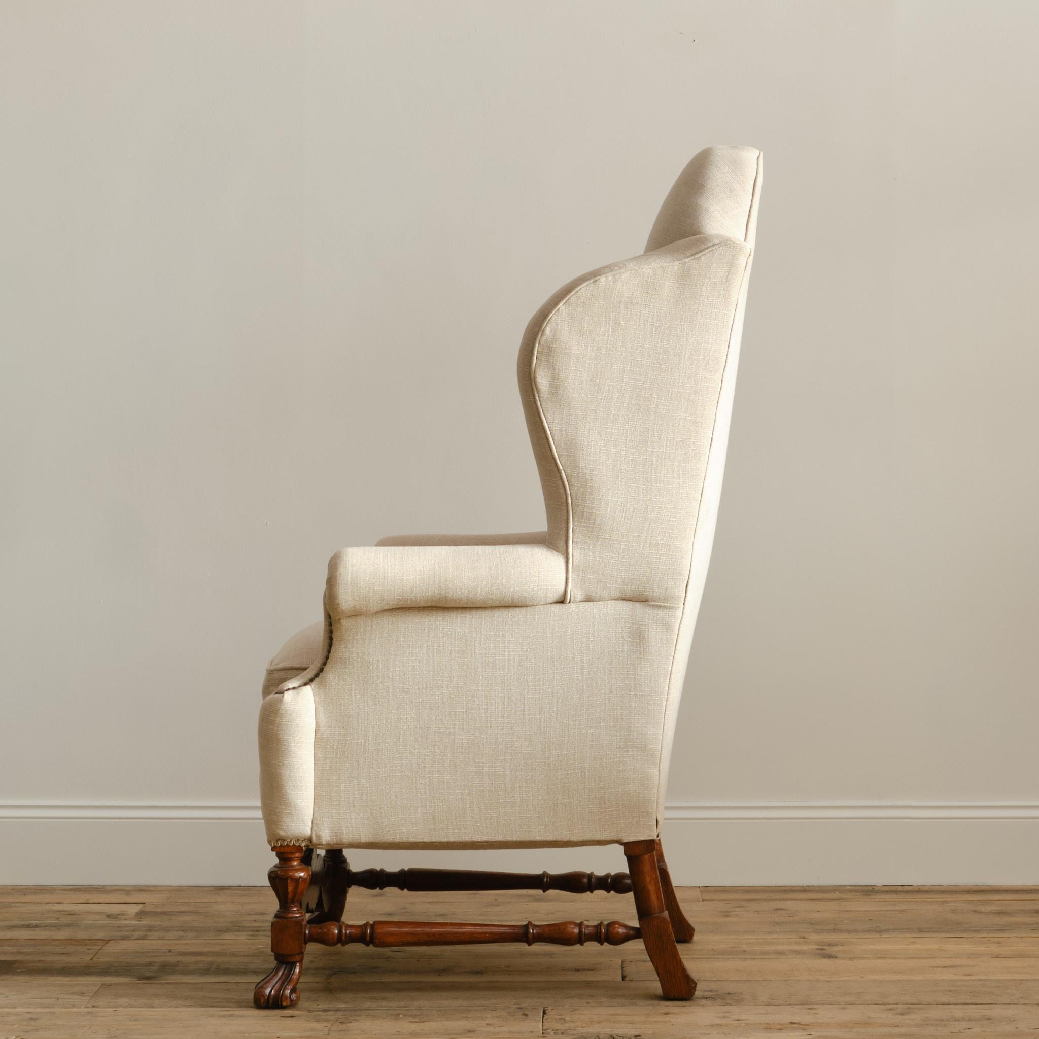 19th Century A huge 19th century William & Mary style wingback armchair For Sale