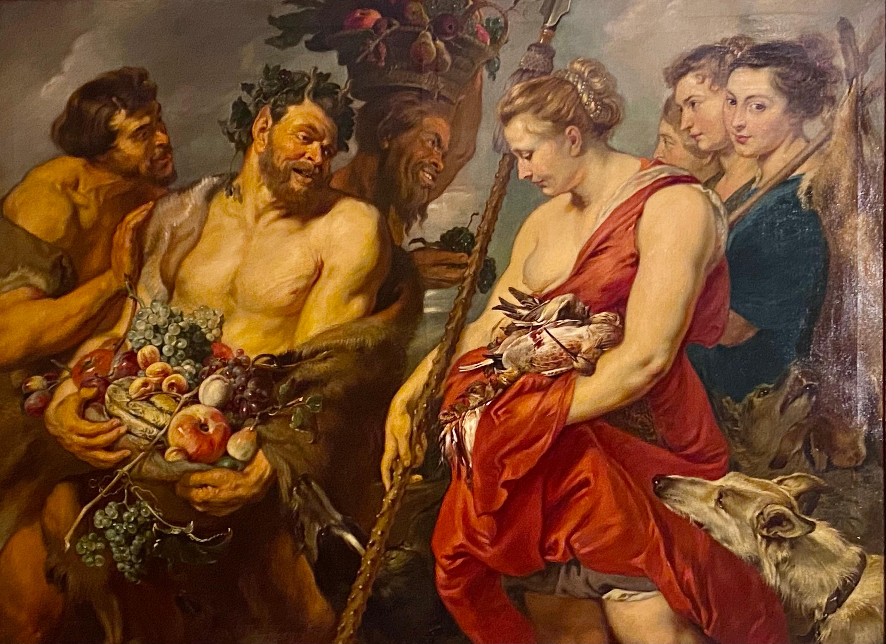 Rubens designed the theme of “Diana Returning from the Hunt” as an idyllic scene celebrating abundance and the daily rejuvenation of nature, as well as the sensuality of female beauty. With the format of the painting, with the figures depicted to
