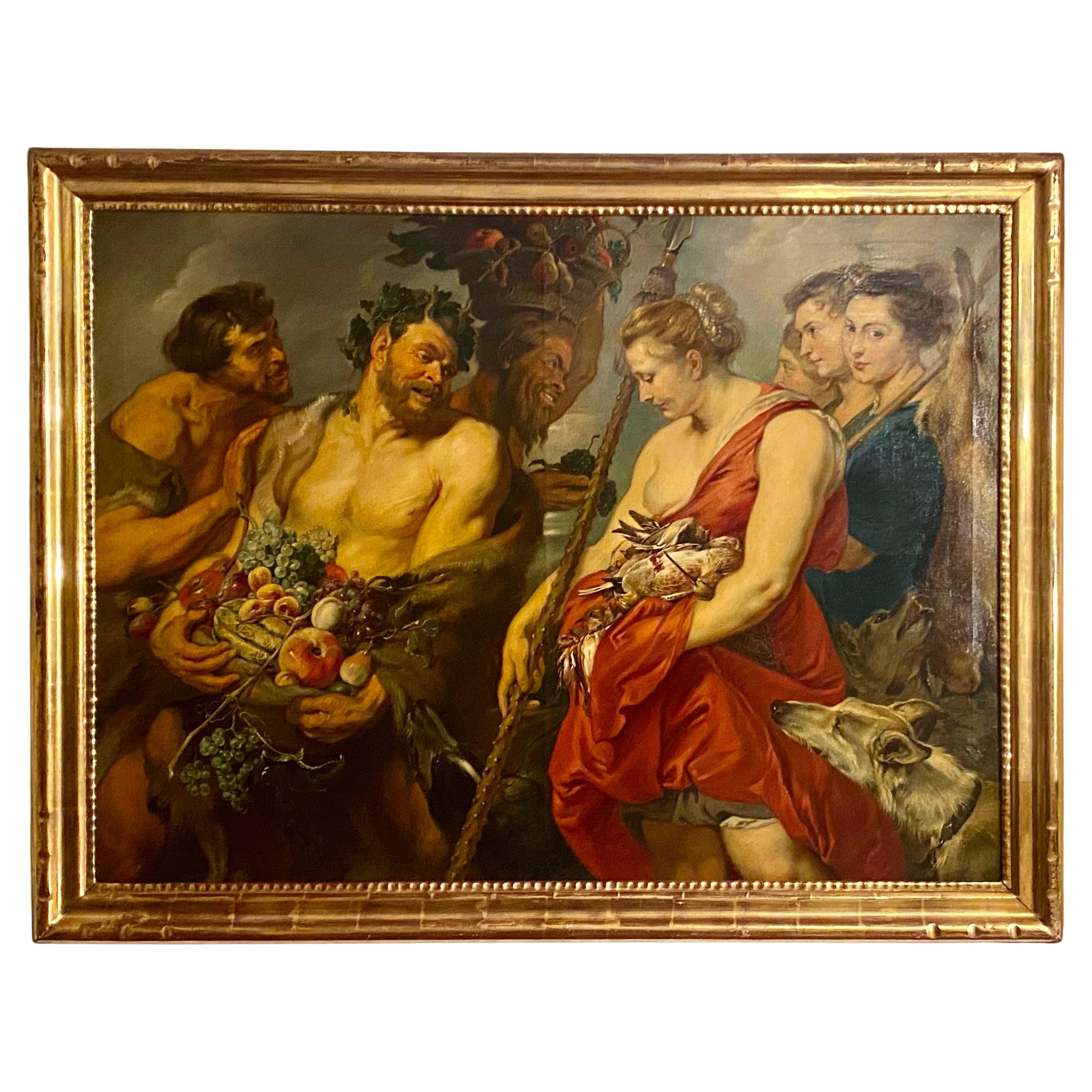 Grande peinture ancienne d'après Peter Paul Rubens, circa 19e siècle
