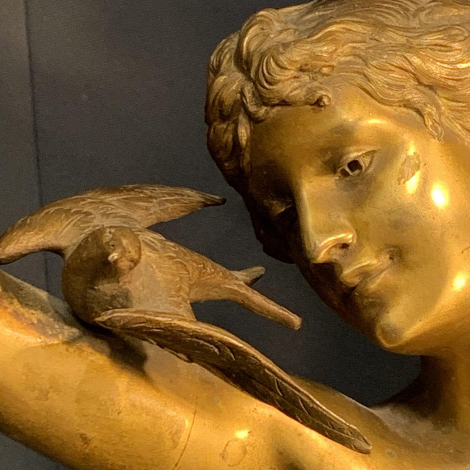 Grande lampe figurative en bronze Art Nouveau reprsentant une femme, signe Henri Honore Ple en vente 4