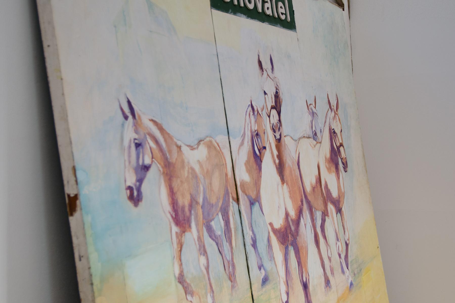 A huge modular painting with a horses theme, 1970´s, Czechoslovakia In Good Condition For Sale In Prague 8, CZ