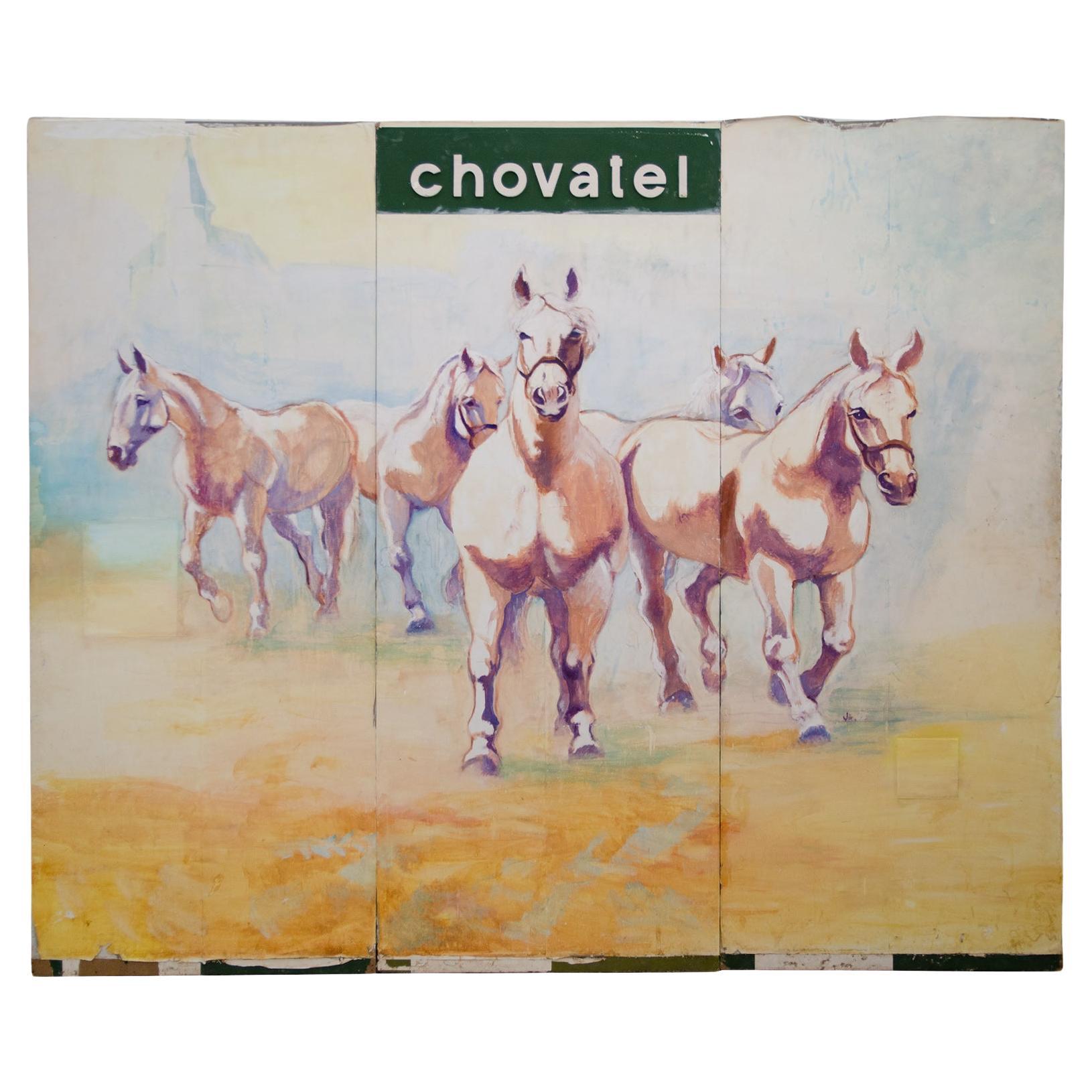 A huge modular painting with a horses theme, 1970´s, Czechoslovakia