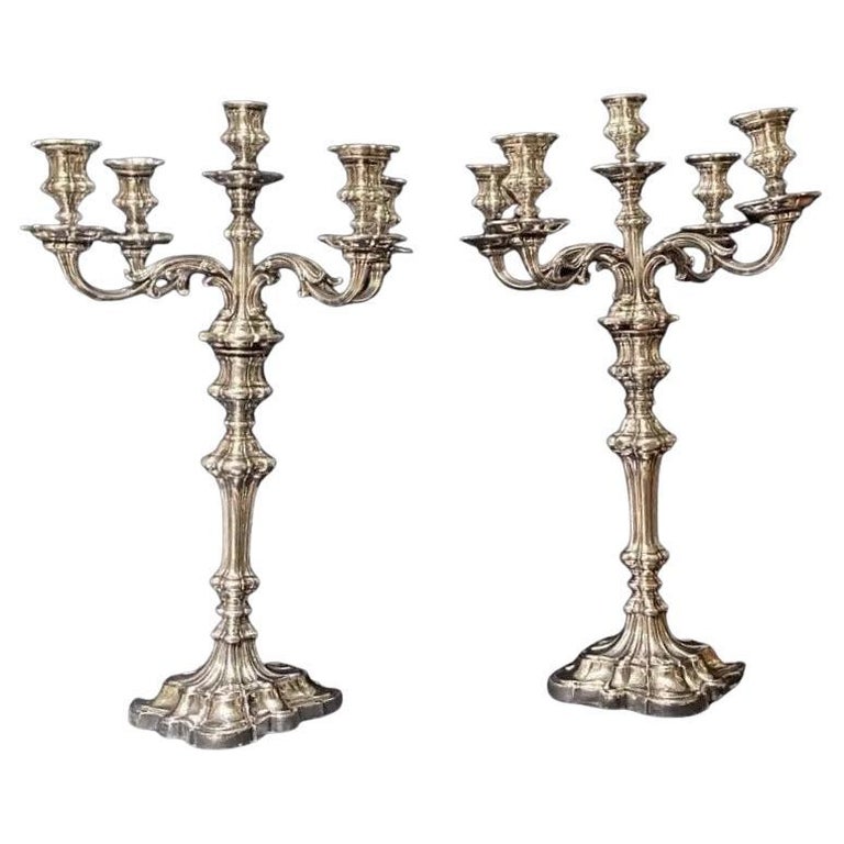 A Pair of 19th Century Sheffield Silver Plated Candelabra A Pair of 19th Century Sheffield Silver Plated Candelabra