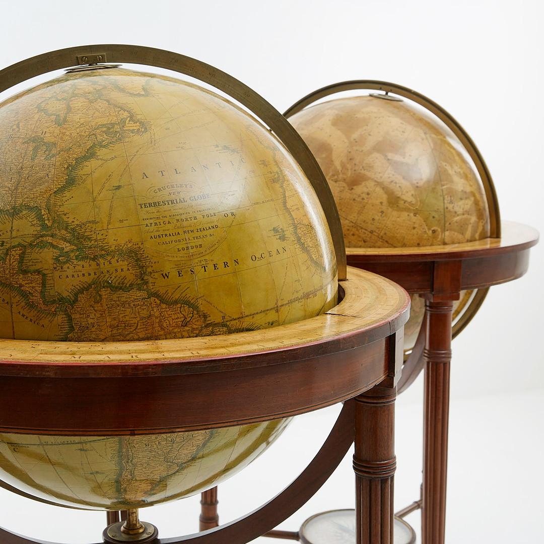 Victorian A huge pair of 21 inches Cruchley Library Globes For Sale