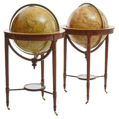 A huge pair of 21 inches Cruchley Library Globes