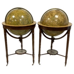 A huge pair of 21 inches Cruchley Library Globes