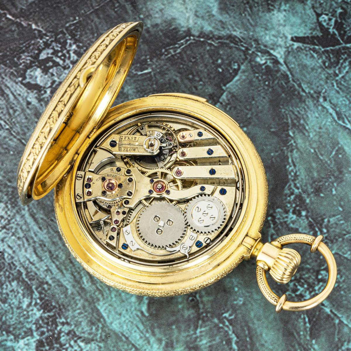 A Huguenin & Sons. A Gold Calendar Quarter Repeater Pocket Watch C1890 For Sale 6