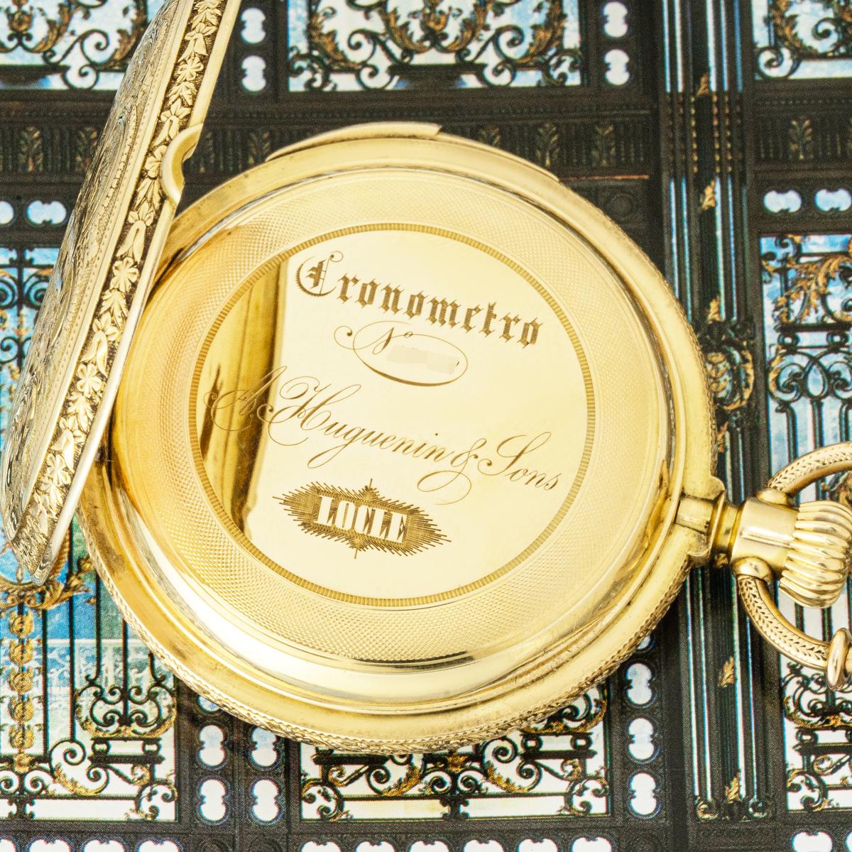 A Huguenin & Sons. A Gold Calendar Quarter Repeater Pocket Watch C1890 For Sale 1