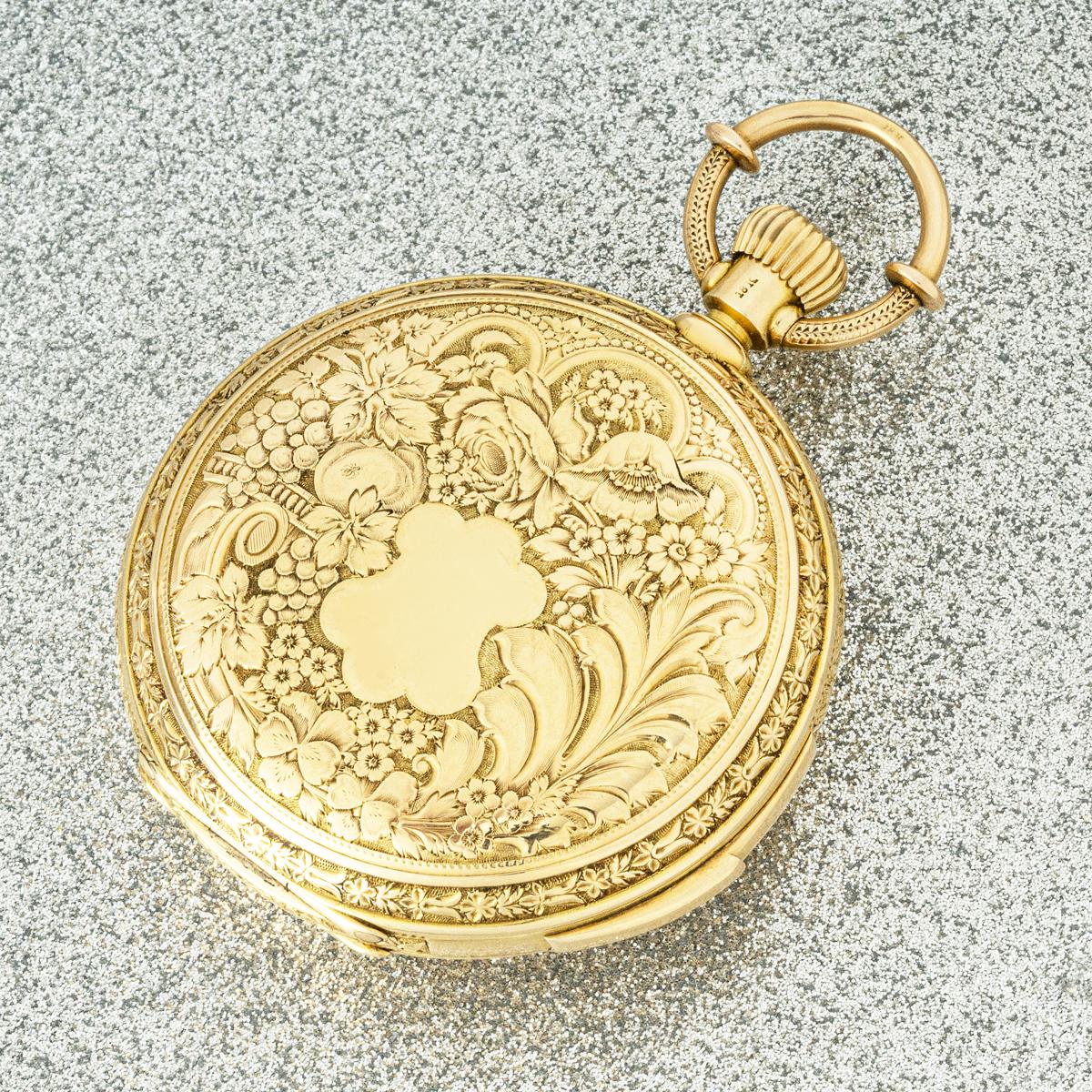 A Huguenin & Sons. A Gold Calendar Quarter Repeater Pocket Watch C1890 For Sale 4