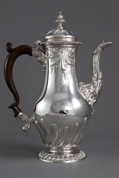 Huguenot George II Silver Coffee Pot, by Samuel Courtauld, London, 1757