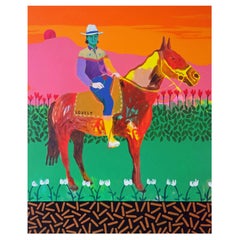 'A Hunk on a Horse' Figurative Portrait Painting by Alan Fears Pop Art
