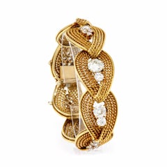 Retro Italian Diamond Bracelet in 18 Karat Yellow Gold
