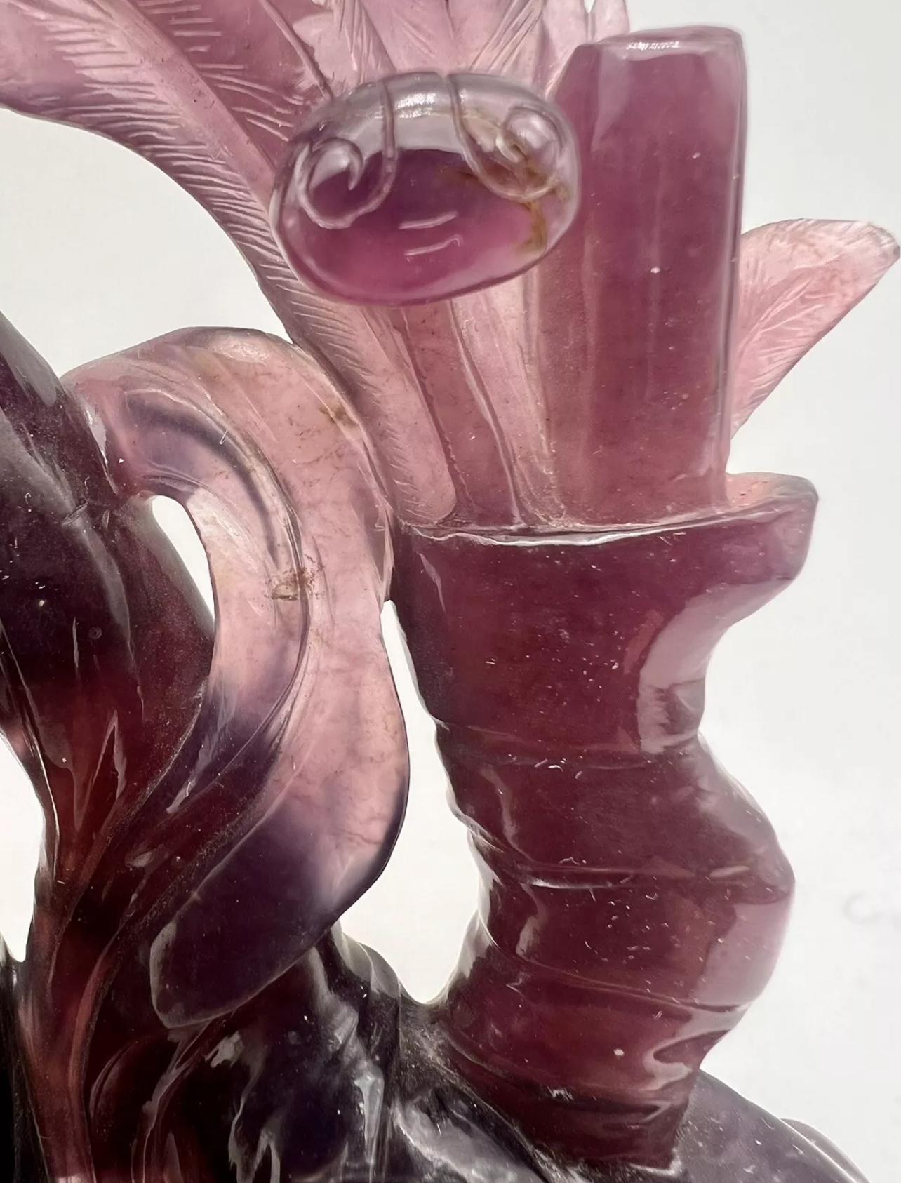 IMPRESIONANTE FIGURA ANTIGUA CHINA TALLADA EN AMATISTA DE GUANYIN. Dinastía Qing en venta 1