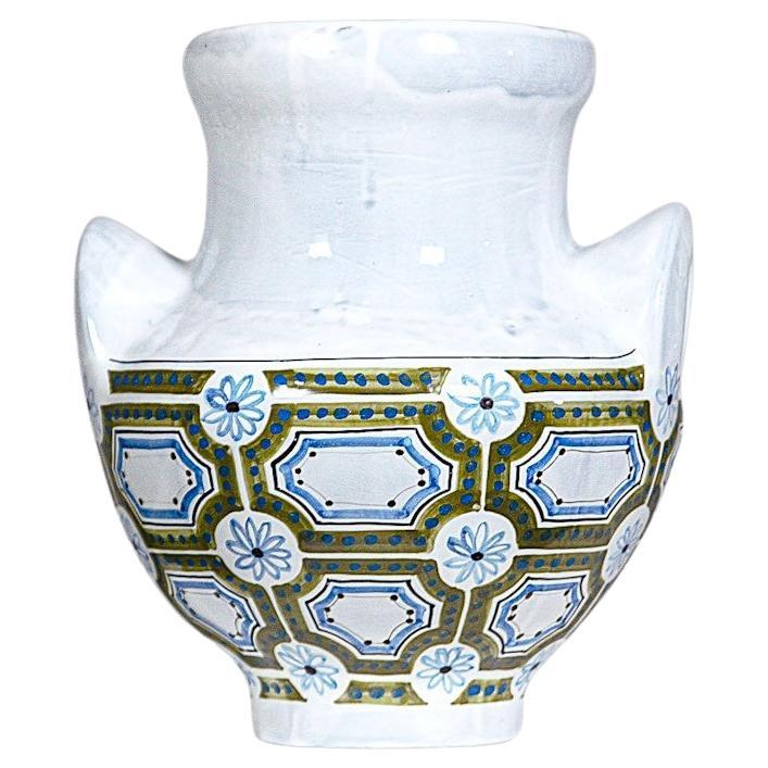 A Impressive " Ear " Ceramic Vase by Roger Capron Vallauris France 1970s