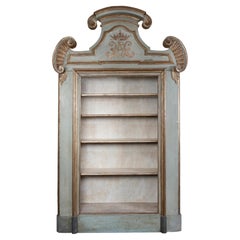 A Impressive Italian Baroque Polychrome and Giltwood Open Bookcase, 19th Century