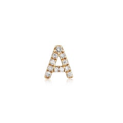 A Initial 14K (oder 18k auf Anfrage) Gelbgold Diamant-Buchstaben-Ohrstecker