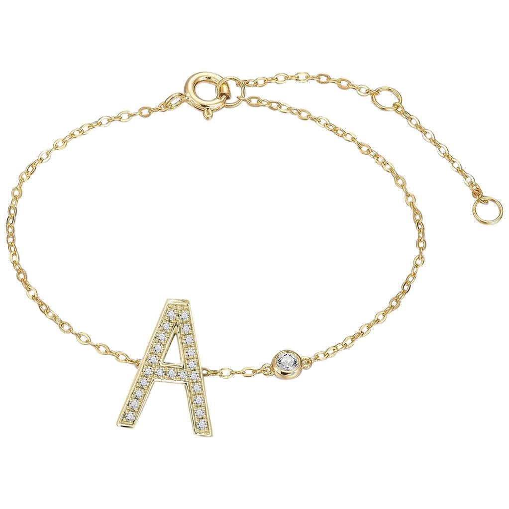 A Initial Bezel Chain Anklet For Sale