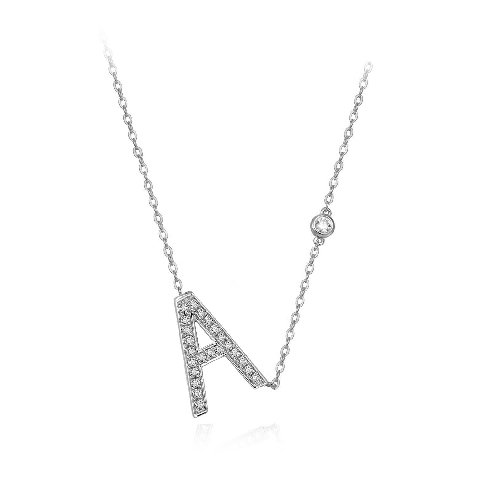 Modern A Initial Bezel Chain Necklace For Sale