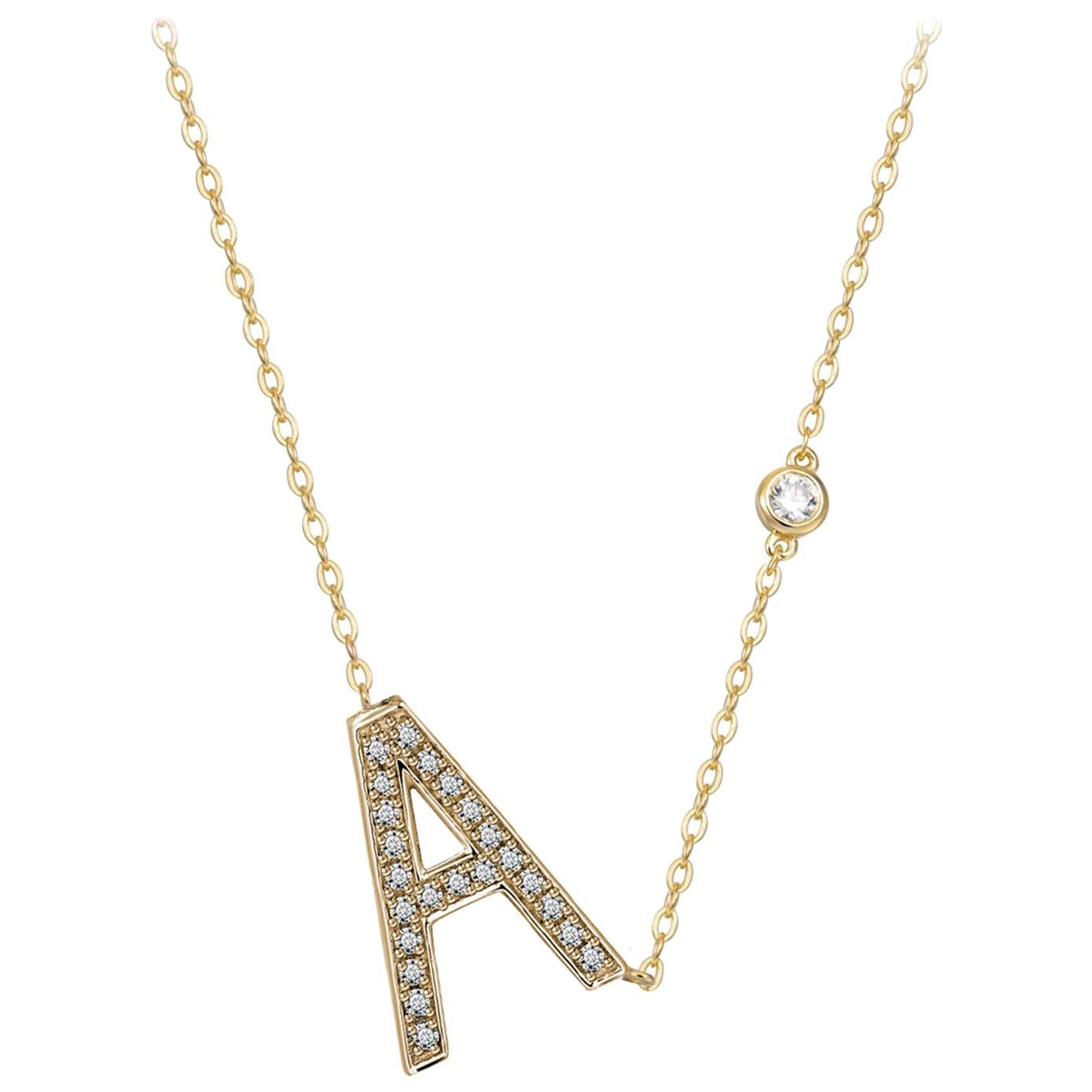 A Initial Bezel Chain Necklace For Sale