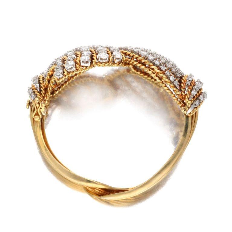 French Cut A Intricate French Design Completed With 14 Karat Yellow Gold and Diamonds  For Sale