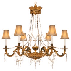 A Italian 18th century Louis XVI period patinated green chandelier