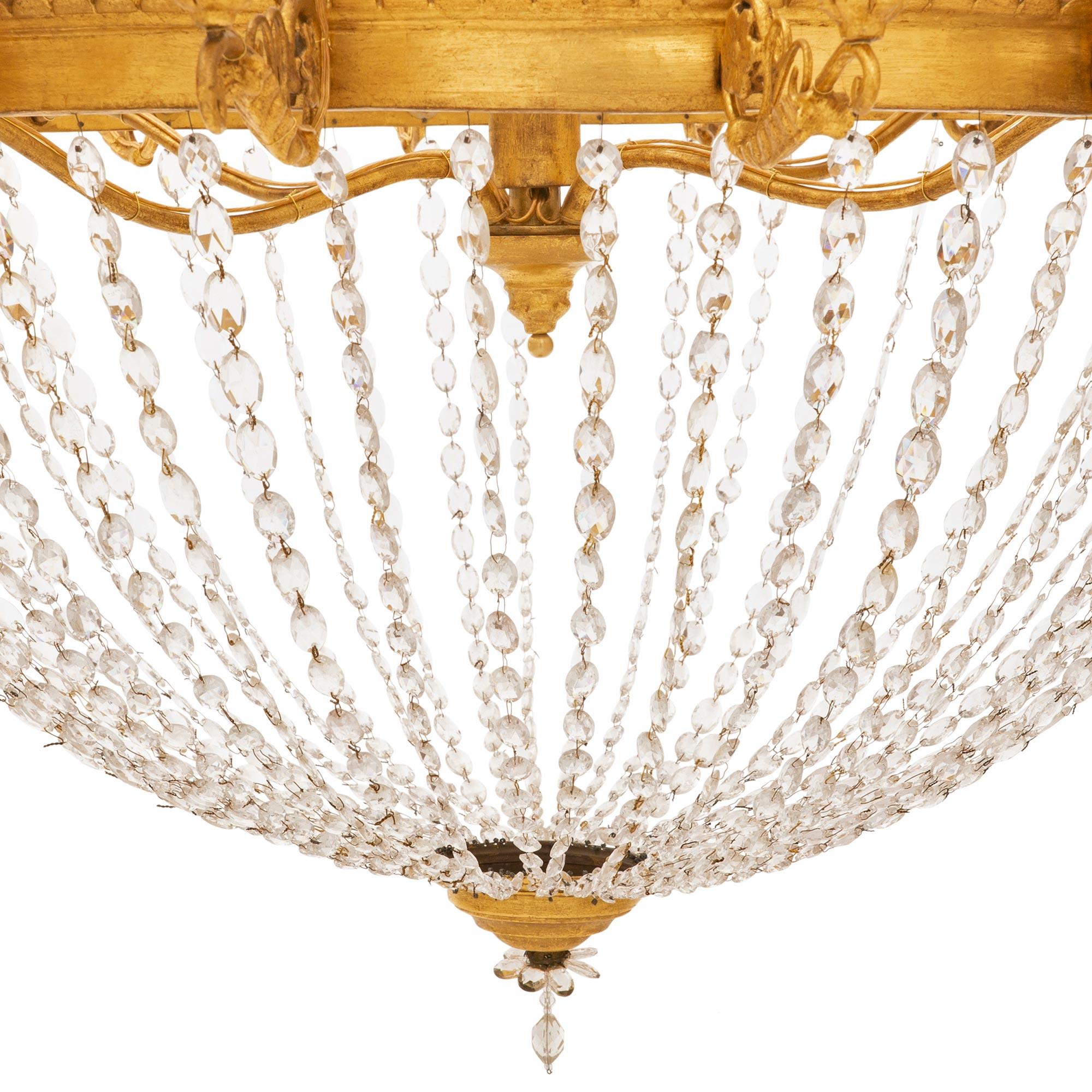 An Italian 18th century Neo-Classical st. giltwood and crystal chandelier For Sale 3