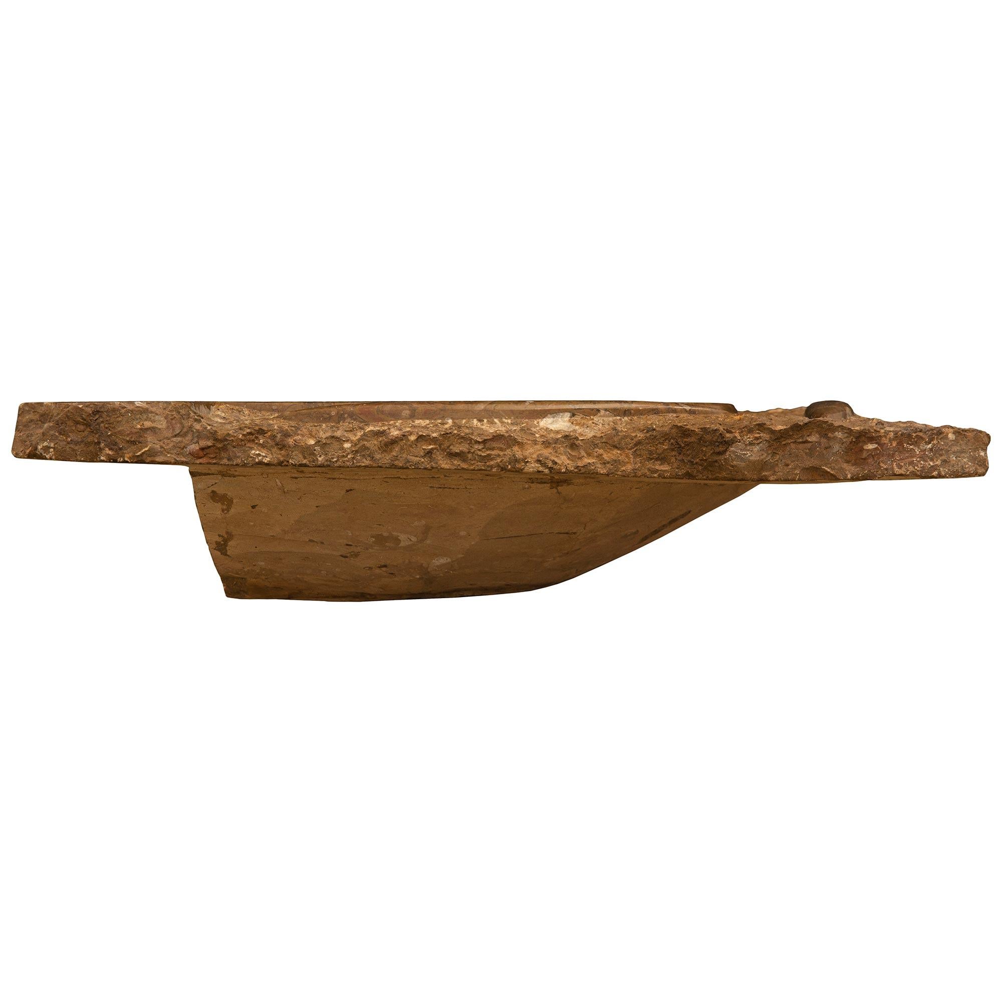 A Italian 19th century Fossilized Soapstone double sink For Sale 1