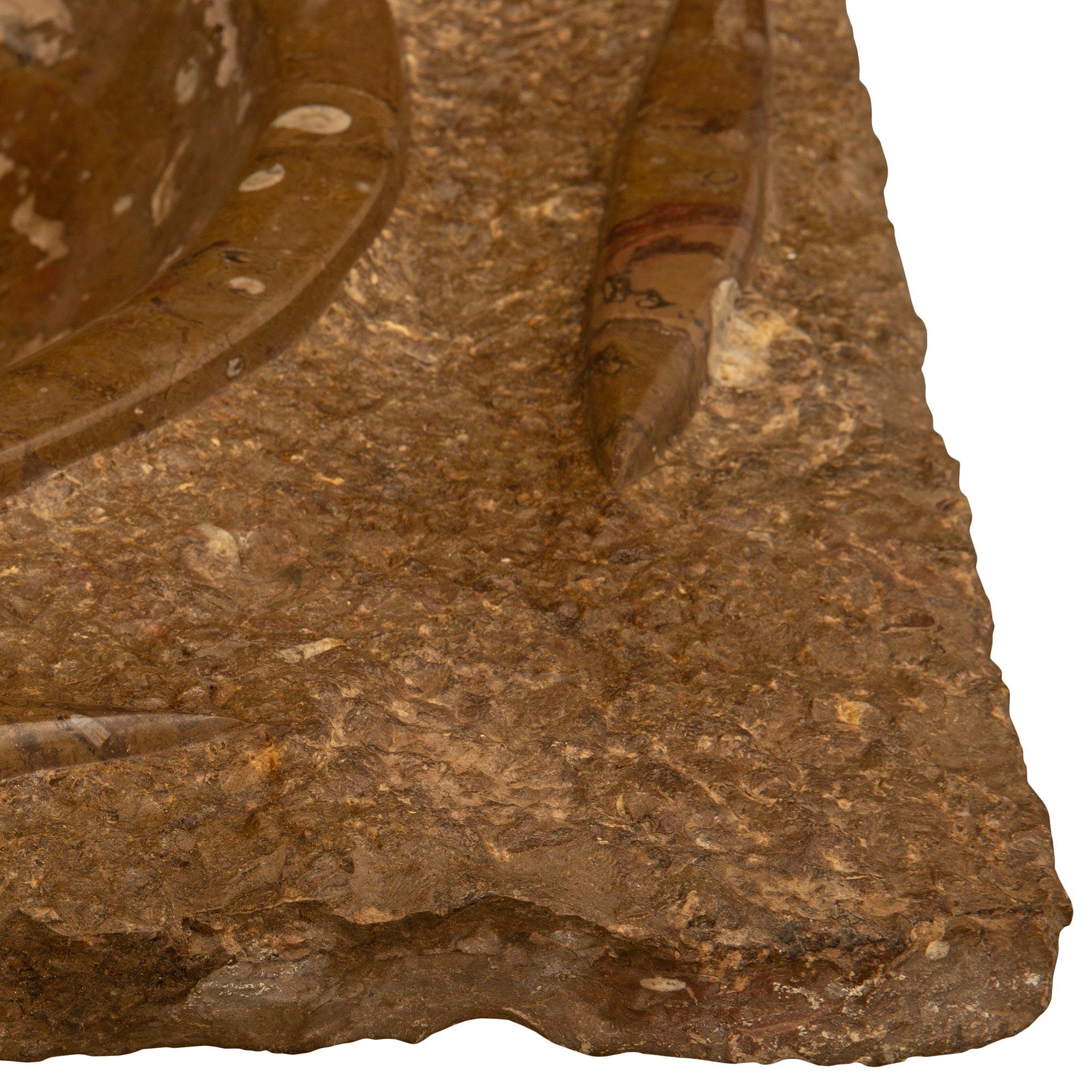 A Italian 19th century Fossilized Soapstone double sink For Sale 3