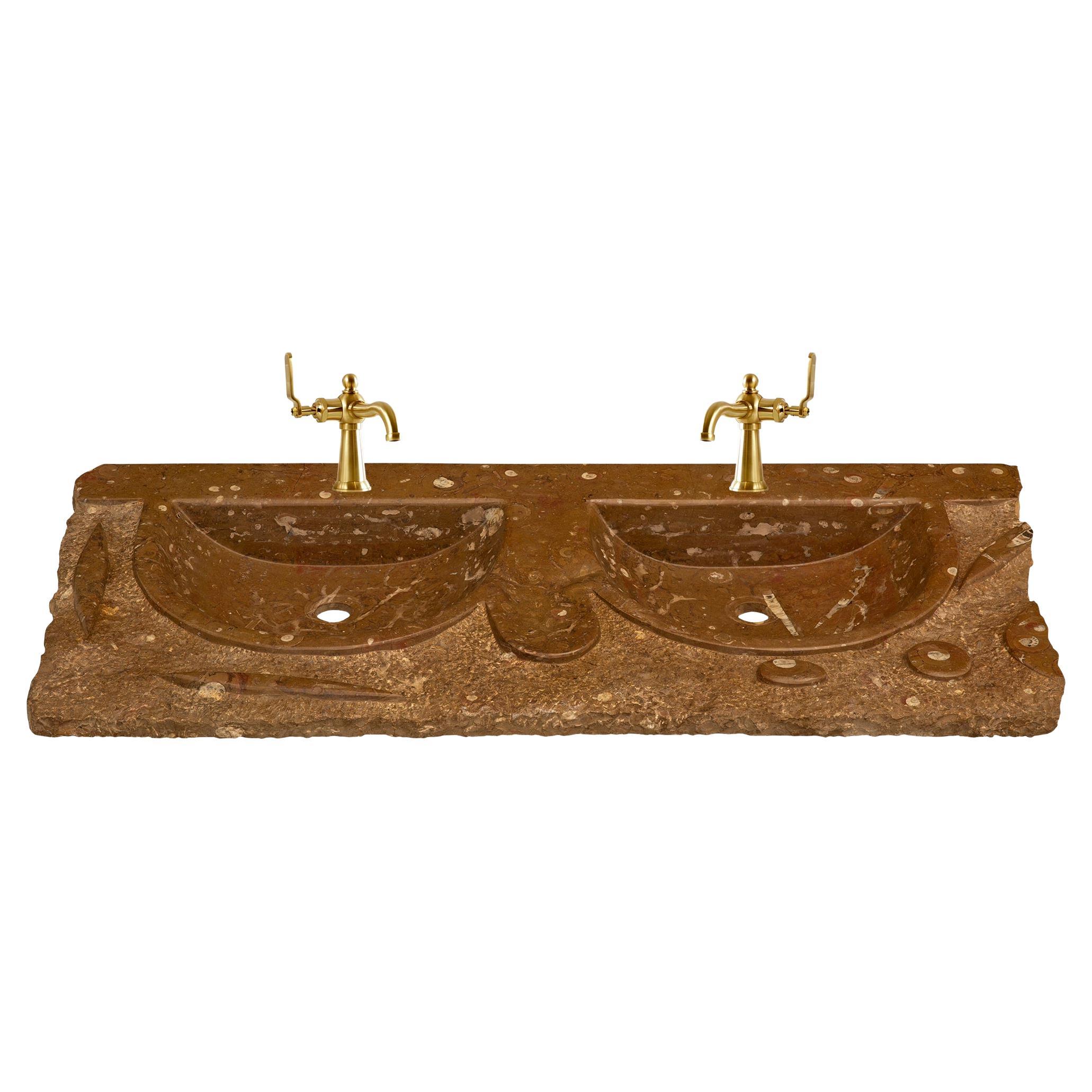A Italian 19th century Fossilized Soapstone double sink